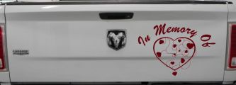 In Memory Of Hearts Car or Truck Window Decal Sticker (Purple Red)