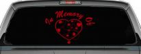 In Memory Of Hearts Car or Truck Window Decal Sticker (Red)