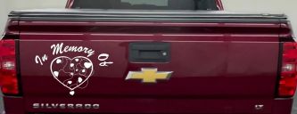 In Memory Of Hearts Car or Truck Window Decal Sticker (White)
