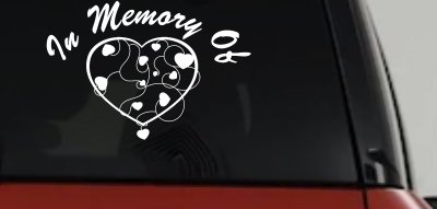 In Memory Of Hearts Decal - Car Truck Window Vinyl Sticker