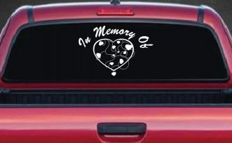 In Memory Of Hearts Car or Truck Window Decal Sticker