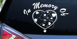 In Memory Of Hearts Car or Truck Window Decal Sticker