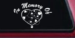 In Memory Of Hearts Car or Truck Window Decal Sticker