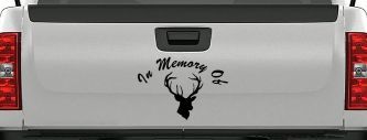 In Memory Of Big Buck Hunting Car or Truck Window Decal Sticker (Black)
