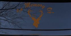 In Memory Of Big Buck Hunting Car or Truck Window Decal Sticker (Copper)