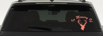 In Memory Of Big Buck Hunting Car or Truck Window Decal Sticker (Coral)