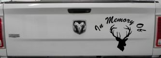 In Memory Of Big Buck Hunting Car or Truck Vinyl Window Decal Sticker (Matte Black)