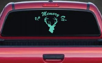 In Memory Of Big Buck Hunting Car or Truck Window Decal Sticker (Mint)