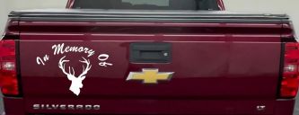 In Memory Of Big Buck Hunting Car or Truck Window Decal Sticker (White)
