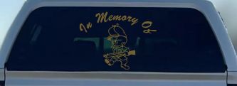 In Memory Of Elmer Fudd Hunting Car or Truck Window Decal Sticker (Gold)