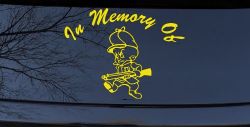 In Memory Of Elmer Fudd Hunting Car or Truck Window Decal Sticker (Yellow)