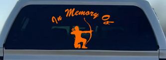 In Memory Of Archer Bow Hunter Hunting Car or Truck Window Decal Sticker (Orange)