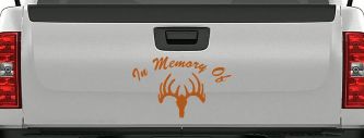 In Memory Of Big Buck Hunting Car or Truck Window Decal Sticker (Nut Brown)