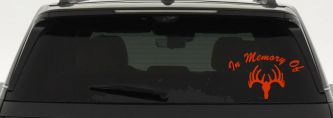 In Memory Of Big Buck Hunting Car or Truck Window Decal Sticker (Orange Red)