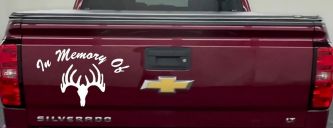 In Memory Of Big Buck Hunting Car or Truck Window Decal Sticker (White)