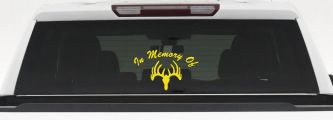 In Memory Of Big Buck Hunting Car or Truck Window Decal Sticker (Yellow)