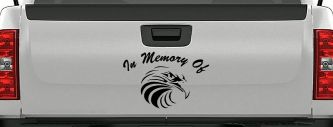 In Memory Of Eagle Head Military Car or Truck Window Decal Sticker (Black)