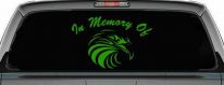 In Memory Of Eagle Head Military Car or Truck Window Decal Sticker (Lime)