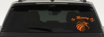 In Memory Of Eagle Head Military Car or Truck Window Decal Sticker (Orange)