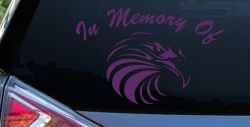 In Memory Eagle Head Military Decal Car Truck Window Sticker Vinyl (Violet)