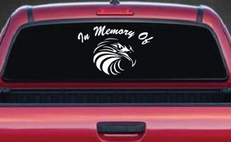 In Memory Of Eagle Head Military Car or Truck Window Decal Sticker