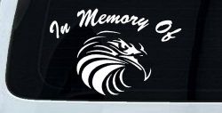 In Memory Of Eagle Head Military Car or Truck Window Decal Sticker