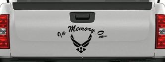 In Memory Of US Air Force Military Car or Truck Window Decal Sticker (Black)
