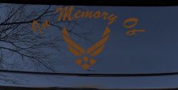 In Memory Of US Air Force Military Car or Truck Window Decal Sticker (Copper)
