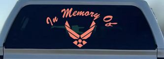 In Memory Of US Air Force Military Car or Truck Window Decal Sticker (Coral)