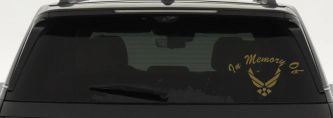 In Memory Of US Air Force Military Car or Truck Window Decal Sticker (Gold)