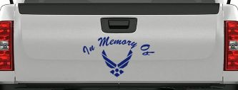 In Memory Of US Air Force Military Car or Truck Window Decal Sticker (Navy)