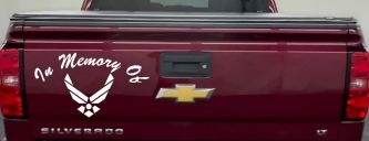 In Memory Of US Air Force Car or Truck Vinyl Window Decal Sticker (White)