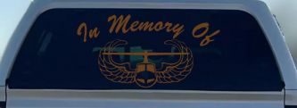 In Memory Of Helicopter with Wings Military Car or Truck Window Decal Sticker (Copper)