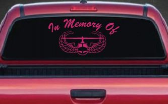 In Memory Airborne Decal Military Truck Car Window Sticker (Hot Pink)