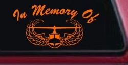 In Memory Airborne Decal Military Truck Car Window Sticker (Orange)
