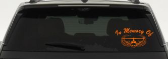 In Memory Of Helicopter with Wings Military Car or Truck Window Decal Sticker (Orange)
