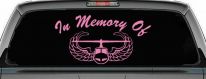 In Memory Of Helicopter with Wings Military Car or Truck Window Decal Sticker (Pink)