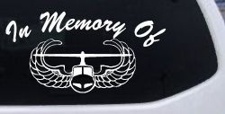 In Memory Of Helicopter with Wings Military Car or Truck Window Decal Sticker