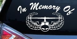 In Memory Of Helicopter with Wings Military Car or Truck Window Decal Sticker