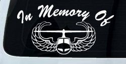 In Memory Of Helicopter with Wings Military Car or Truck Window Decal Sticker