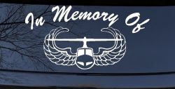 In Memory Of Helicopter with Wings Military Car or Truck Window Decal Sticker