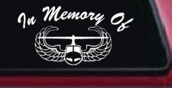 In Memory Of Helicopter with Wings Military Car or Truck Window Decal Sticker
