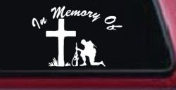 In Memory Of Troop at Cross Military Car or Truck Window Decal Sticker