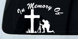 In Memory Of Troop at Cross Military Car or Truck Window Decal Sticker