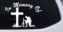 In Memory Of Troop at Cross Military Car or Truck Window Decal Sticker