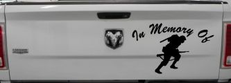 In Memory Of Military Troop Military Car or Truck Window Decal Sticker (Black)