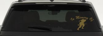 In Memory Of Military Troop Military Car or Truck Window Decal Sticker (Gold)