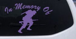 In Memory Of Military Troop Military Car or Truck Window Decal Sticker (Purple)