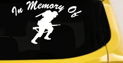 In Memory Of Military Troop Car or Truck Vinyl Window Decal Sticker