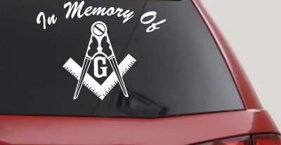 In Memory Of Masonic Square and Compass Car or Truck Vinyl Window Decal Sticker